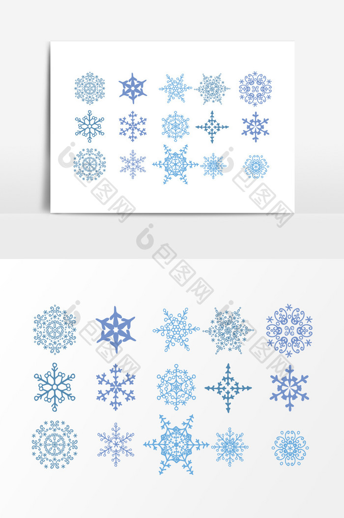 矢量蓝色雪花装饰图案元素