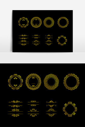 金色花纹边框元素