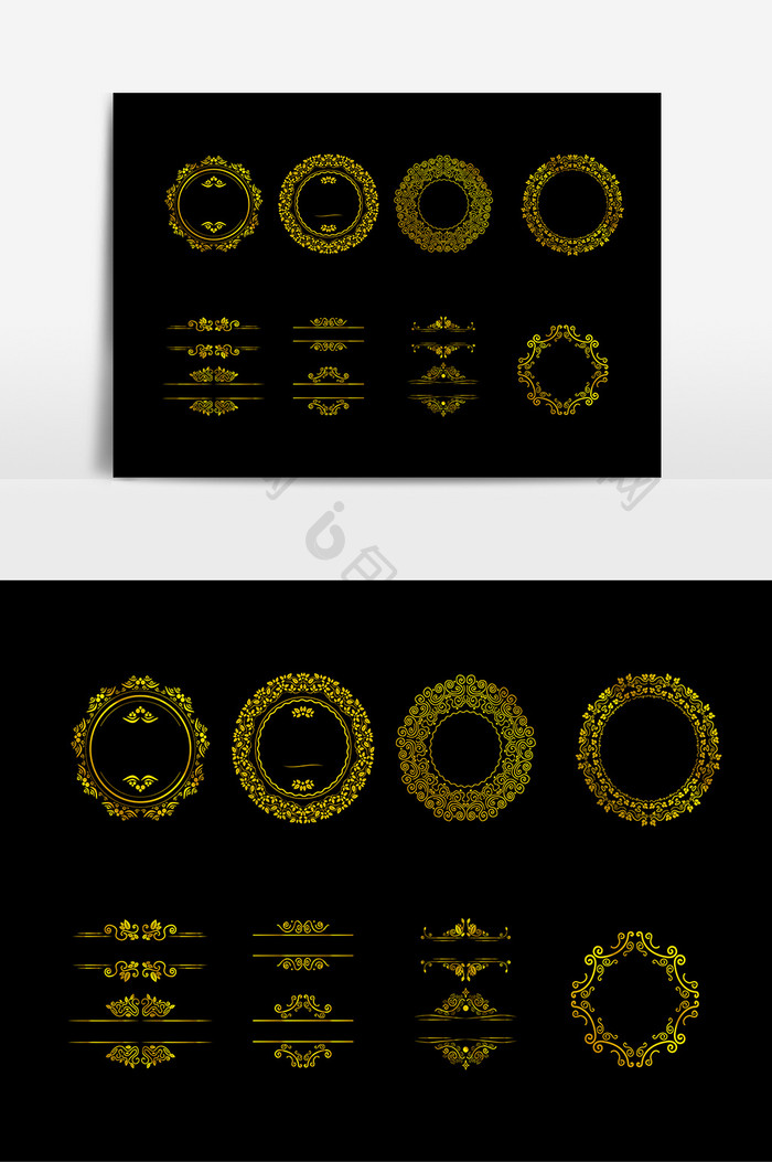 金色花纹边框元素