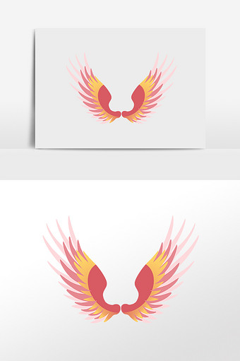 手绘漂亮的羽翼翅膀飞翔插画图片下载