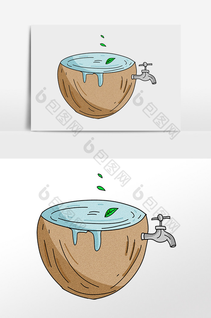 手绘滴水公益节约用水插画