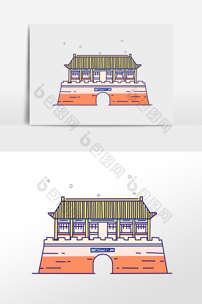 手绘著名经典旅游插画