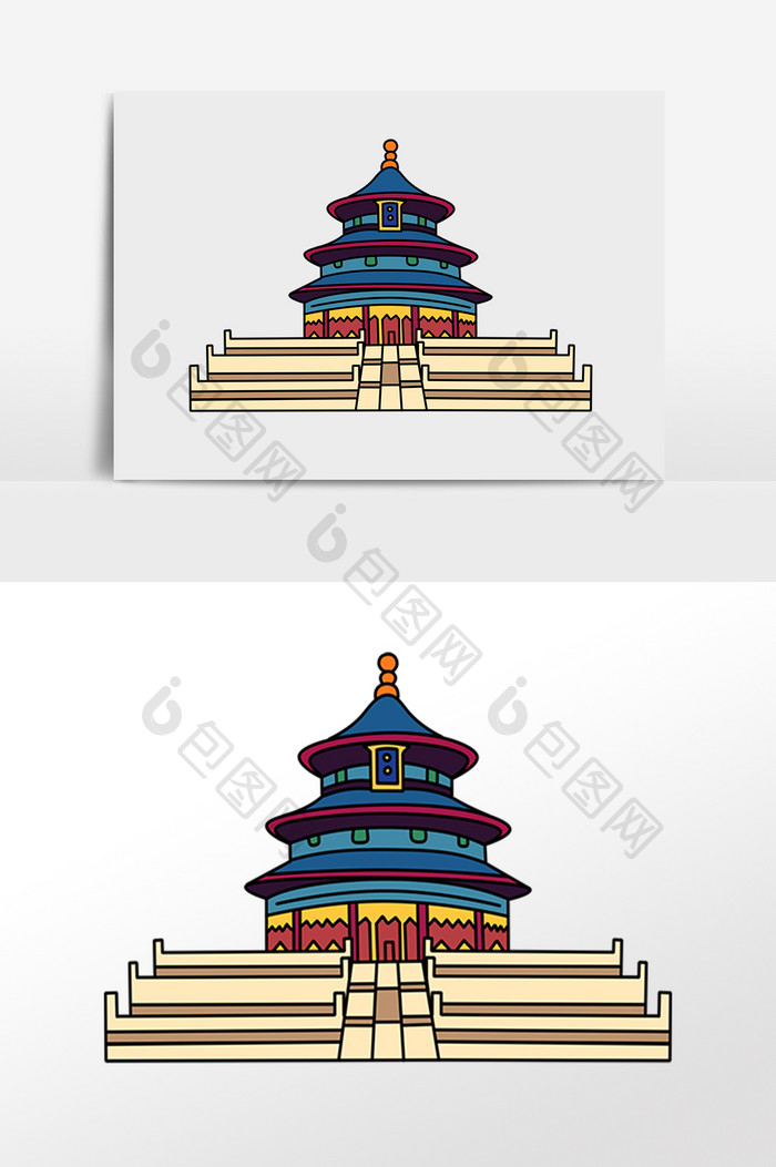 手绘景点建筑北京故宫插画