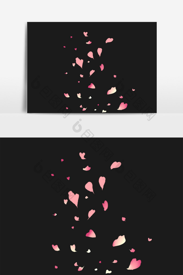 手绘漂浮的鲜花粉色花瓣插画