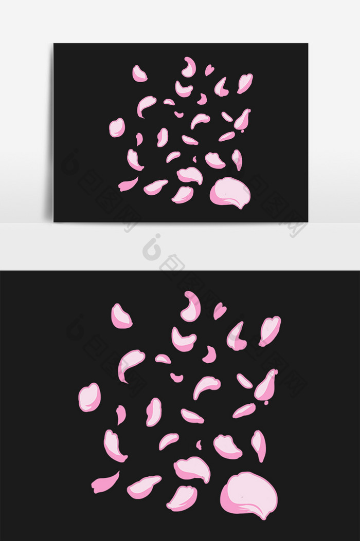 手绘漂浮的粉色花瓣插画