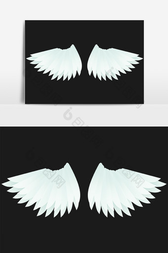手绘白色翅膀羽翼插画图片