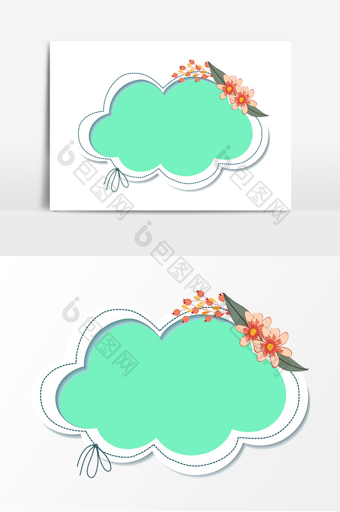 手绘花朵云朵边框元素设计