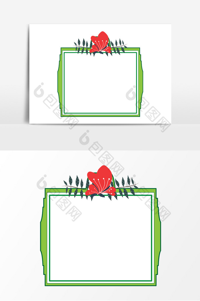 手绘花朵正方形边框元素设计