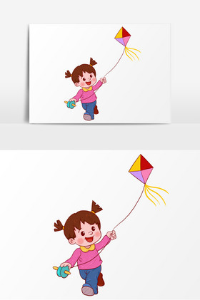 立春放风筝的小女孩