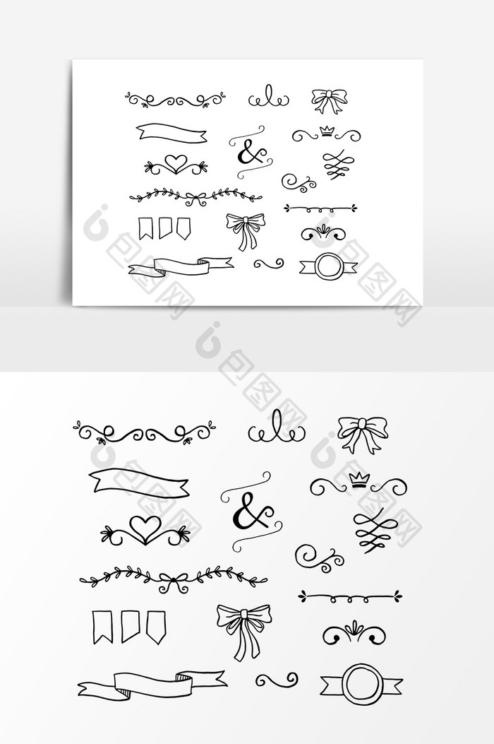 精美丝带花纹装饰元素