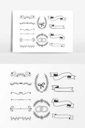 丝带标签装饰线条元素