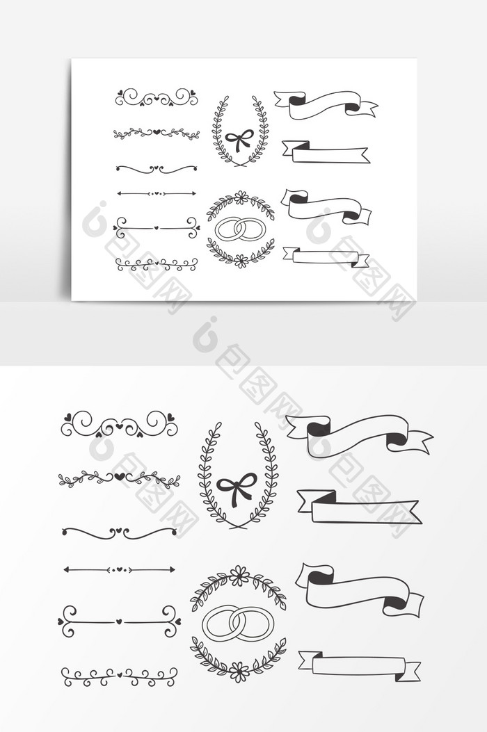 丝带标签装饰线条元素