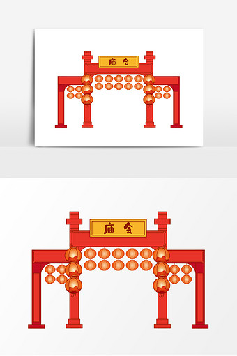 卡通庙会门头灯笼元素