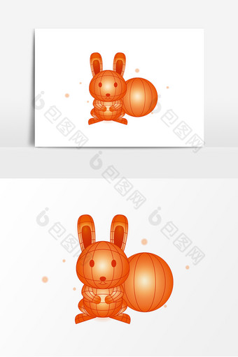 卡通兔子花灯元素图片