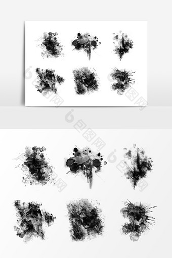 黑色中国风水墨元素设计图片