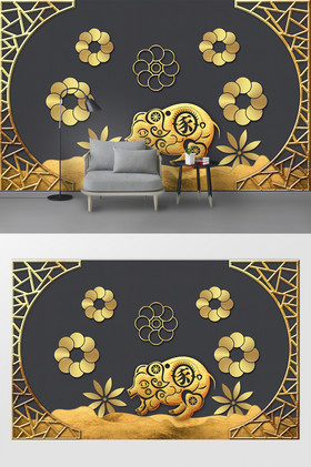 春节放假通知背景墙效果图-春节放假通知装饰画-包图网