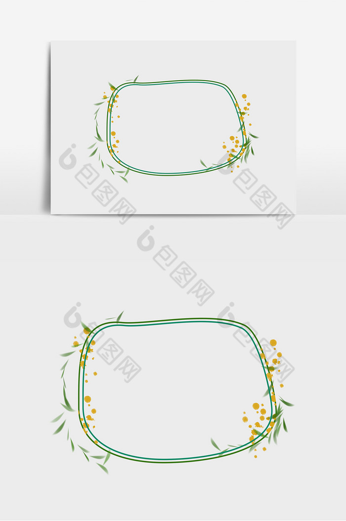 方形边框绿叶点缀图片图片