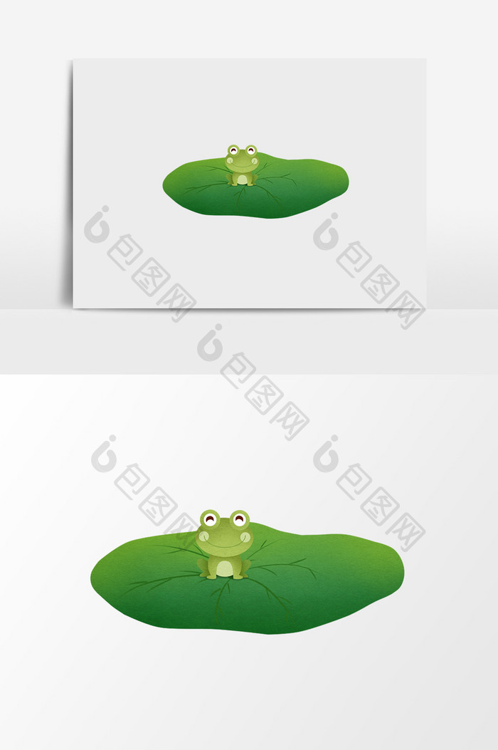 荷塘上的小青蛙插画元素