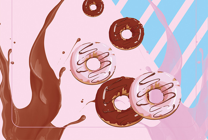 新鲜风格美味的甜甜圈海报