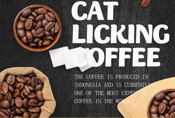 黑色国际著名猫咖啡海报