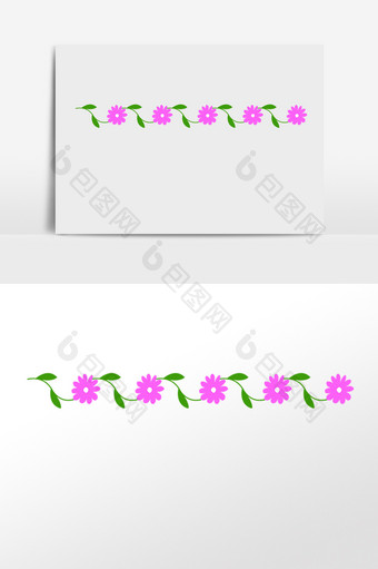 手绘植物花朵分割线插画图片