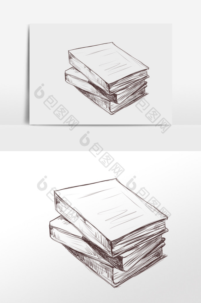 线描学习文具课本书本插画