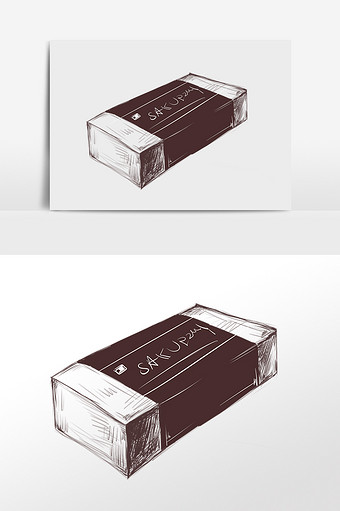 手绘线描学习文具橡皮插画图片下载