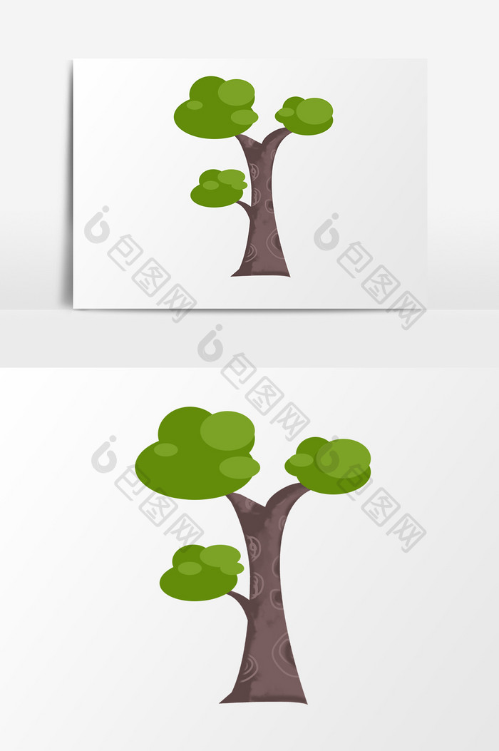 手绘植树节卡通树叶树木