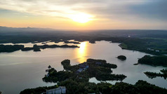 大自然山川日落晚霞夕阳湖面倒影