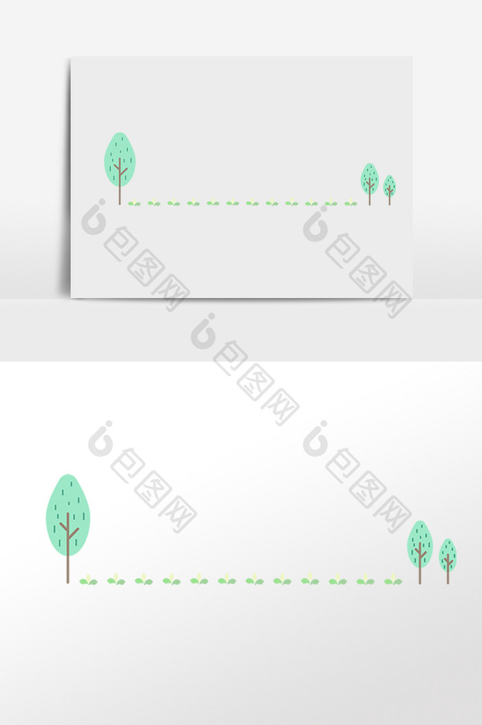 手绘树木装饰分割线插画