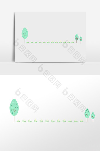 手绘树木装饰分割线插画图片