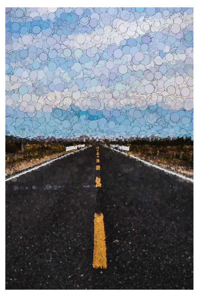 道路风景艺术油画装饰画