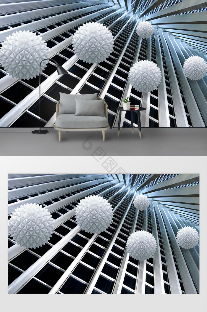 创意3D立体空间圆球电视背景墙