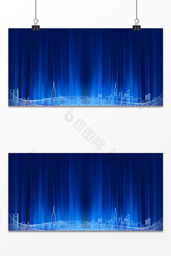 蓝色梦幻光线城市线条商务科技背景图图片