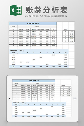 账龄分析表excel模板图片