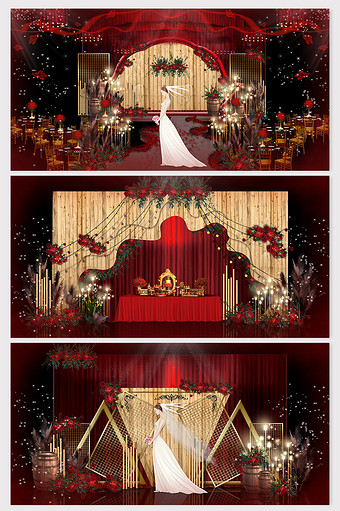 大气时尚红色庄园森系婚礼效果图图片