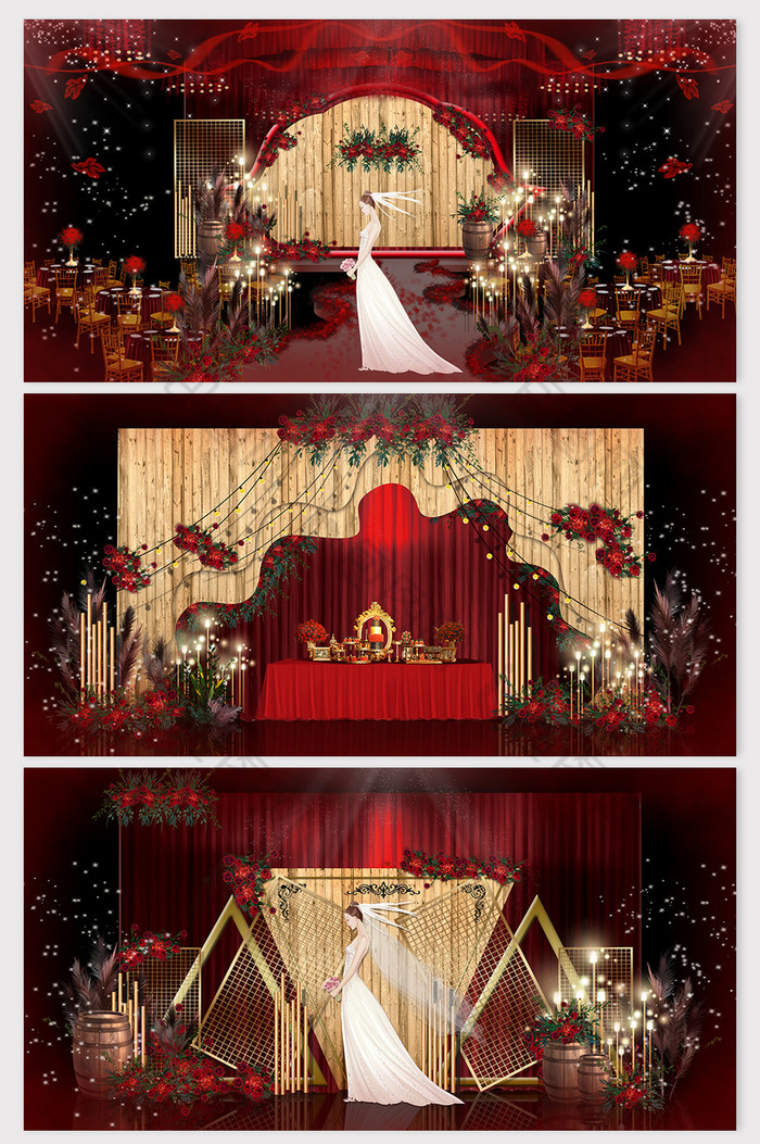 大气时尚红色庄园森系婚礼效果图图片图片