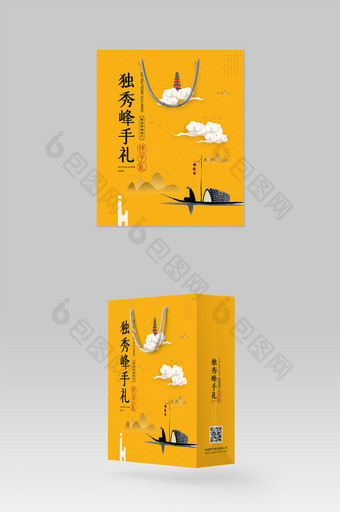 时尚大气中国风特色旅游纪念礼品手提袋设计图片