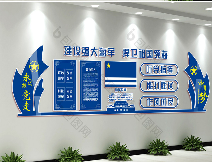 海军部队文化墙素材免费下载,本次作品主题是广告设计,使用场景是展板