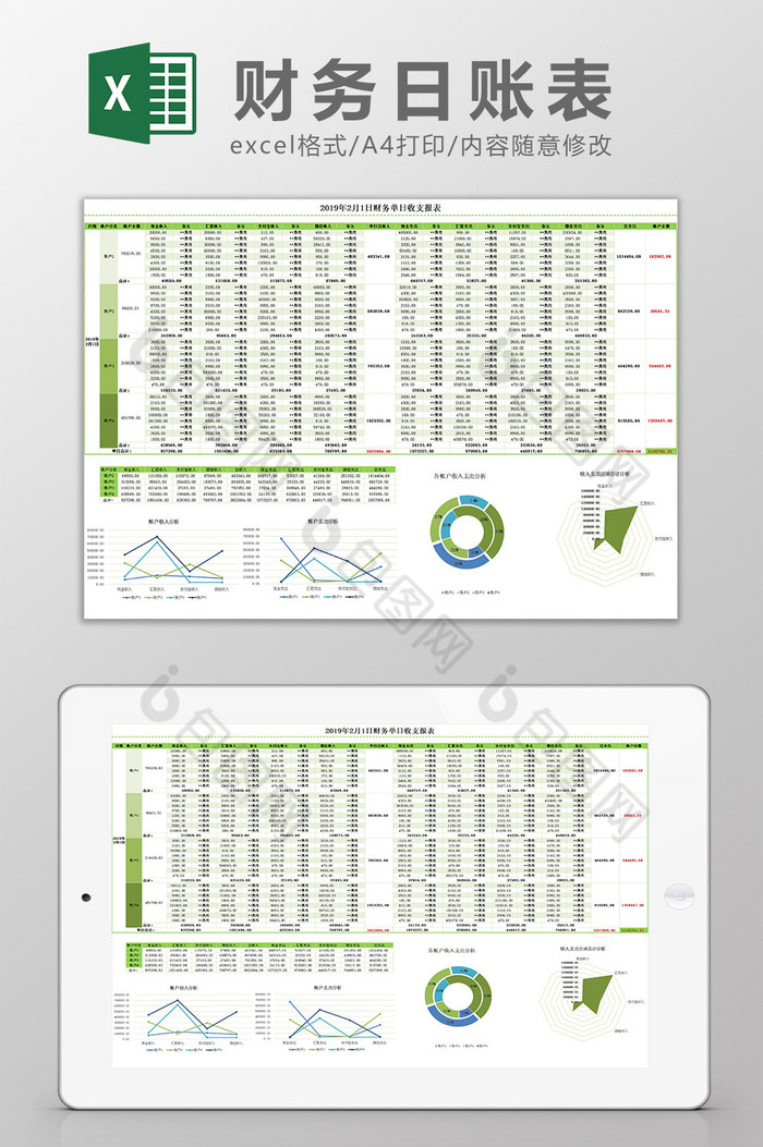 财务收支日账表Excel模板图片图片