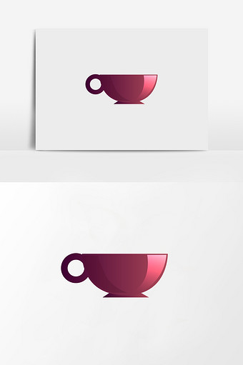 暗紫色茶杯矢量插画元素图片