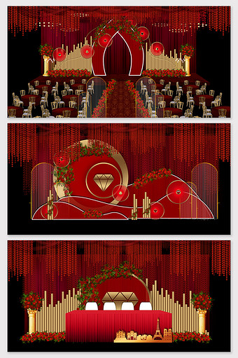 红金奢华复古欧式婚礼效果图图片