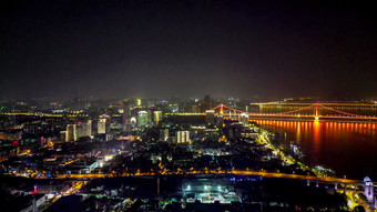 湖北武汉长江大桥夜景