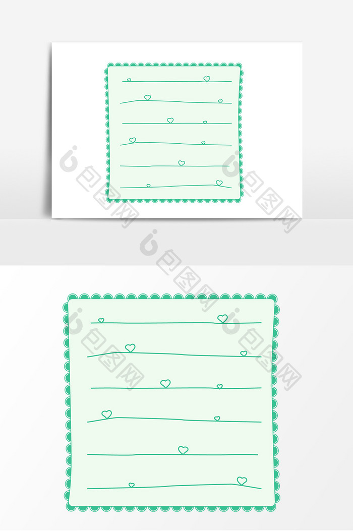 绿色爱心边框元素设计