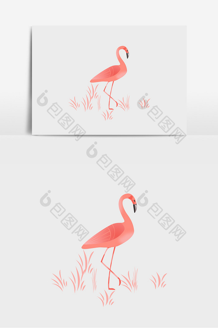 火烈鸟橘色动物卡通鸟元素