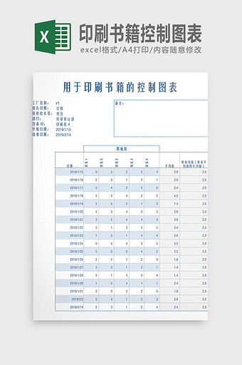 印刷书籍控制图表Excel模板图片