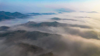 南方丘陵山川清晨迷雾日出云海