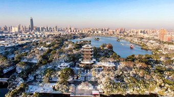 山东<strong>济南大明湖</strong>超然楼冬天雪景