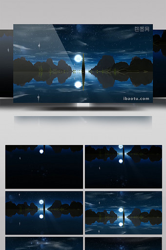 3D梦幻湖面夜色风景LED背景视频图片