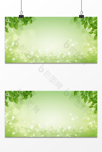 绿色唯美梦幻春天树叶广告海报背景图图片